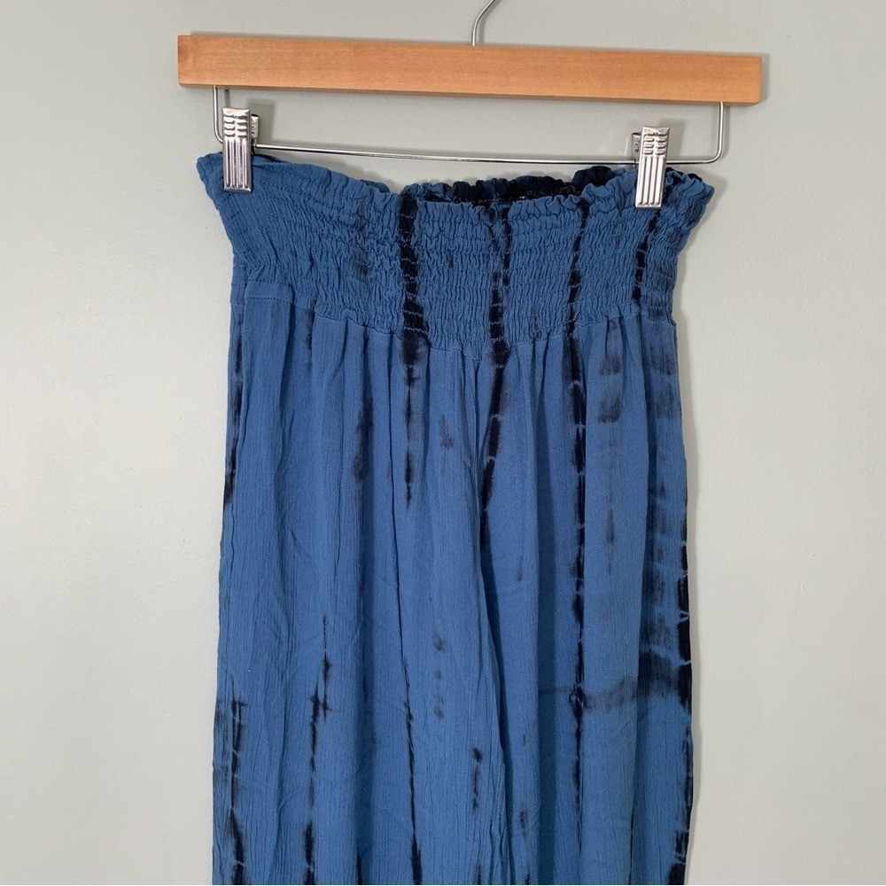 Chatoyant Blue Tie Dye Wide Leg Smocked Waist Pants Womens Medium - Picture 3 of 11